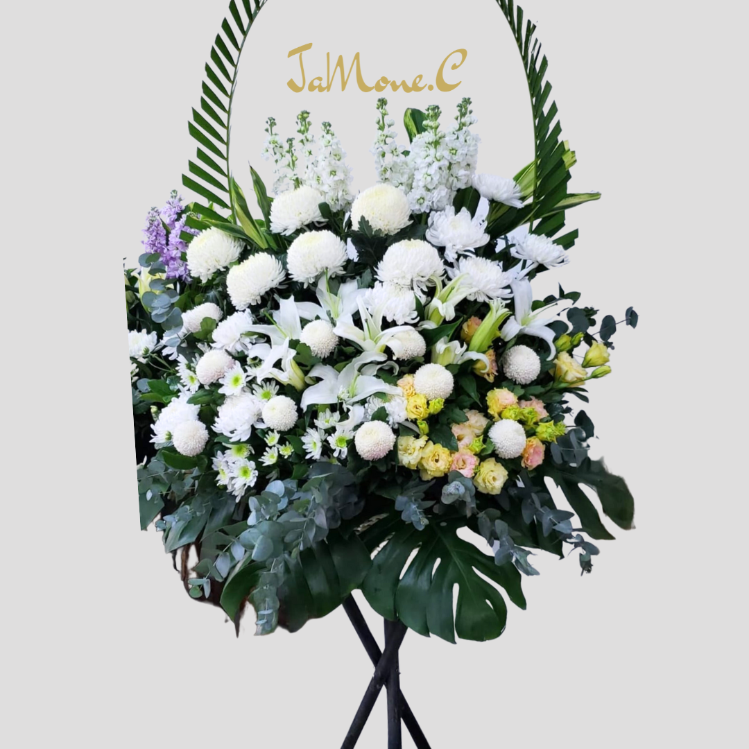 White Chrysanthemum & Lilies Sympathy Flower 白菊花百合